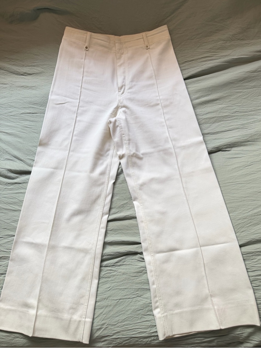 Zara White Wide Leg Seamed Pants - Size 12